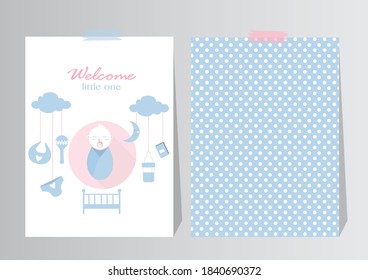 Baby shower card,cute baby boy elements, vector illustration. 