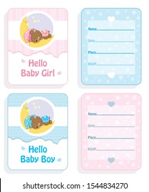 Baby Shower Cards with Cute Teddy Bear