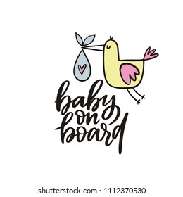 Baby shower cards with lettering. Baby on board