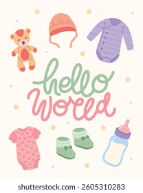 Baby shower cards. Vector illustrations
