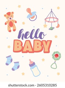 Baby shower cards. Vector illustrations