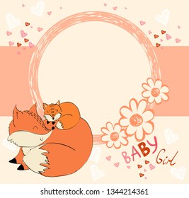 Baby shower cards. Vector monkey mom and baby