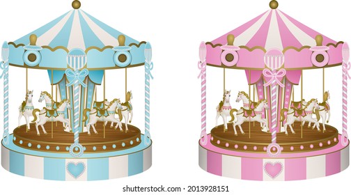 baby shower carousel for baby boy and baby girl vector