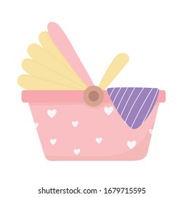 baby shower carriage seat with blanket isolated icon vector illustration