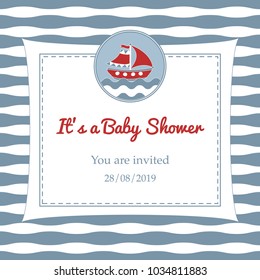 Baby shower with cartoon boat