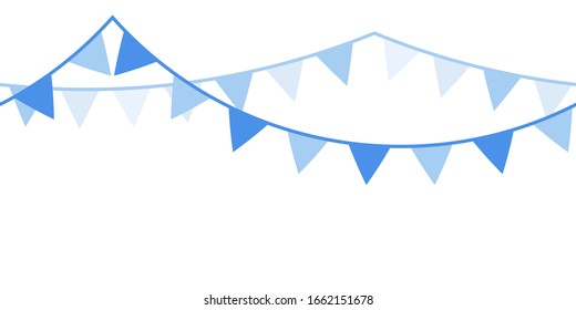 Baby Shower Celebration. Blue Bunting For Decoration. Seamless Pattern Of Pennon