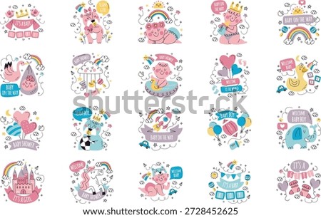 Baby Shower And Celebration Illustrations Vector Illustration. Illustration symbol design template for web mobile UI element.