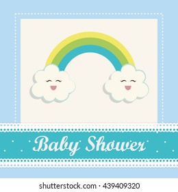 Baby Shower. cloud and rainbow design. vector graphic