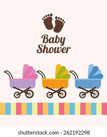 Baby shower colorful card design, vector illustration.