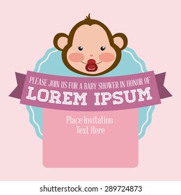 Baby shower colorful card design, vector illustration.