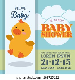 Baby shower colorful card design, vector illustration.