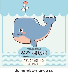 Baby shower colorful card design, vector illustration.