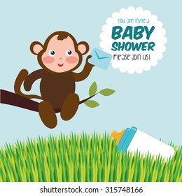 Baby Shower concept with decoration icons, vector illustration 10 eps graphic.