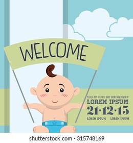 Baby Shower concept with decoration icons, vector illustration 10 eps graphic.