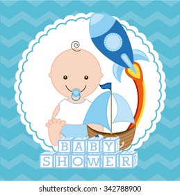 Baby Shower concept with decoration objects design, vector illustration 10 eps graphic