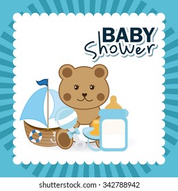Baby Shower concept with decoration objects design, vector illustration 10 eps graphic