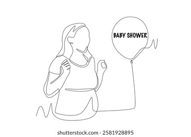 Baby shower concept one-line drawing