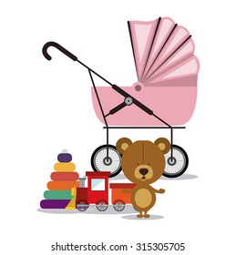 Baby shower concept, welcome to the birth icons design, vector illustration eps 10