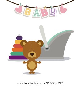 Baby shower concept, welcome to the birth icons design, vector illustration eps 10