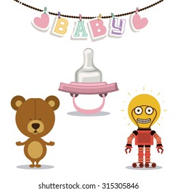 Baby shower concept, welcome to the birth icons design, vector illustration eps 10