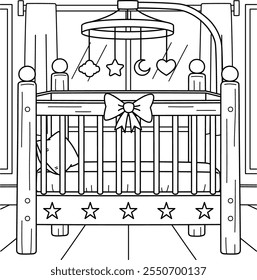 Baby Shower Crib Coloring Page for Kids