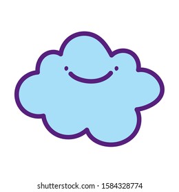baby shower cute blue cloud cartoon vector illustration
