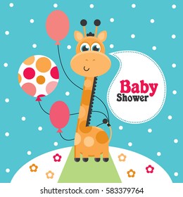 baby shower with cute blue giraffe