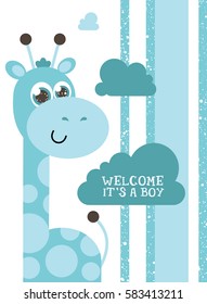 baby shower with cute blue giraffe

