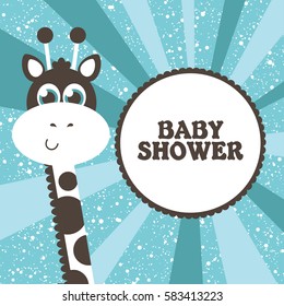 baby shower with cute blue giraffe

