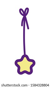 baby shower cute bright star hanging ribbon vector illustration