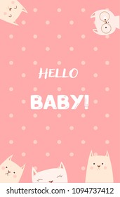 baby shower cute card design with cat