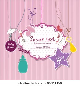 Baby shower - Cute baby card for girls