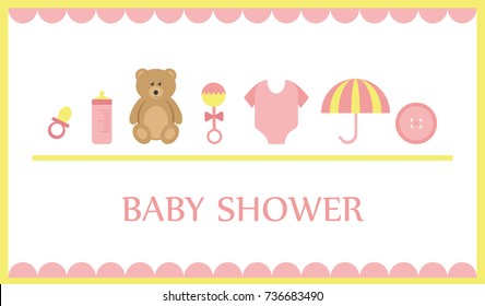 Baby Shower cute card. Vector illustration.
