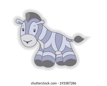 Baby shower cute cartoon zebra. Vector illustration. 