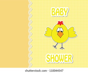 Baby shower with cute chicken/ Vector illustration