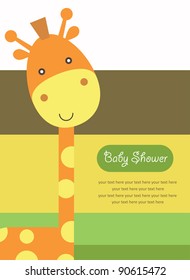 baby shower with cute giraffe. vector illustration