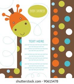 baby shower with cute giraffe. vector illustration