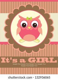 baby shower with cute owl. vector illustration