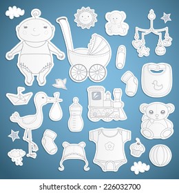 Baby shower.  Cute paper labels.