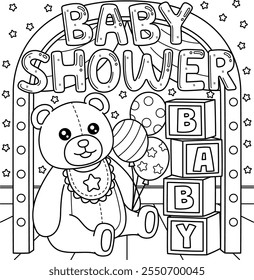 Baby Shower Decoration Coloring Page for Kids