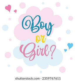 Baby shower decoration gender reveal baby shower card party art. Baby shower gender reveal invitation template. Boy or girl baby vector.