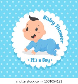 Baby shower design. The baby boy crawled happily and the message Baby shower.