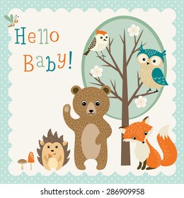 Baby Shower Design With Cute Woodland Animals.