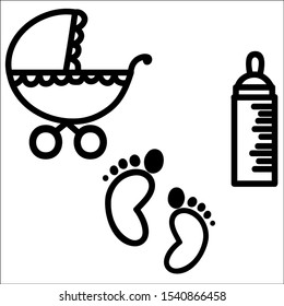 Baby shower design elements. Set of baby icons.
