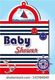 baby shower design over blue background vector illustration