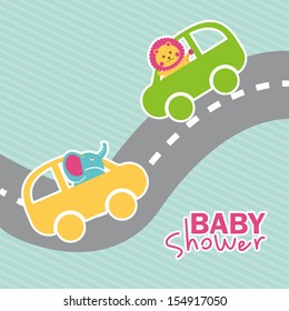 baby shower design over blue background vector illustration