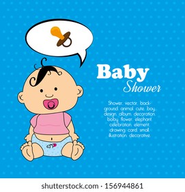 baby shower design over blue background vector illustration  