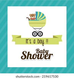 Baby shower design over blue background, vector illustration