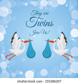 Baby shower design over blue background, vector illustration.