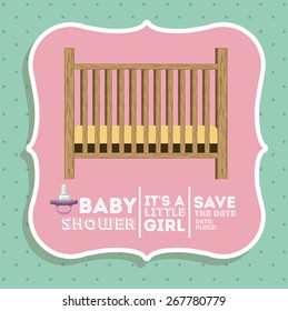 Baby shower design over blue background, vector illustration